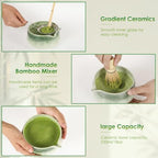8-Piece Matcha Whisk Set with Bamboo Tools, Ceramic Bowl & Holder, Tea Sift - Image 4