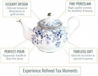 22oz Floral Ceramic Teapot (Suitable for 1 to 3 people) – Vintage Gold Rim Porcelain Tea Pot for Loose Leaf, Blooming Tea & Coffee, Elegant Teapot for Tea Party, Flower Design (China Flower) - Image 7