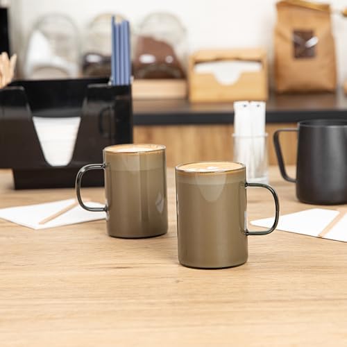 Restaurantware Glass Coffee Mug 12 Count 7 Oz Borosilicate Tea Cup with Ergonomic Handle, Dishwasher-Safe Gray Thermal Resistant Mug for Hot and Cold Drinks - Image 6