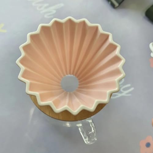 Ceramic Coffee Dripper, Origami Style Pour Over Dripper for 1-2 Cup, Reusable Coffee Filter Cone Compatible with V60 & Cake Filters, Pink Coffee Dripper for Home Barista & Kitchen (Pink) - Image 3