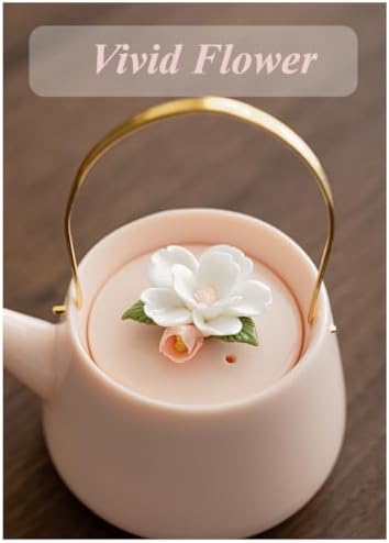 Japanese Porcelain Tea Set, Pink Kungfu Teapot Set with 1 Teapot, 4 Tea Cups, 1 Tea Tray, for Adults, Tea Lover/Women/Men/Office/Home (Pink) - Image 4