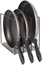 mDesign Steel Storage Tray Organizer Rack for Kitchen Cabinet - Divided Holder with 3 Slots for Skillets, Frying Pan, Pot Lids, Cutting Board, Baking Sheets - Concerto Collection - Bronze - Image 4