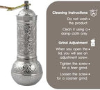 Decorative Handmade Coffee Grinder, Refillable Turkish Spice Mill, Manual Coffee Mill with Handle, Coffee Grinder Metal with Hand Crank 18 cm-7.1 inch (Silver) - Image 6