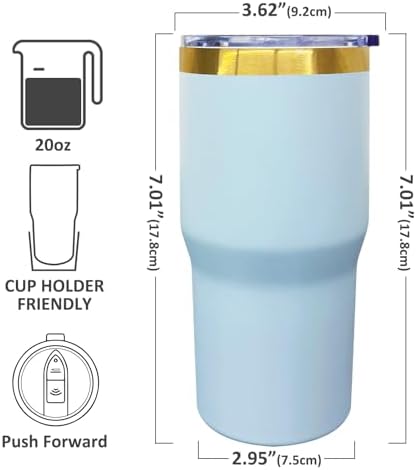 20 oz Tumbler Bulk Stainless Steel Tumblers with Lids and Straws SkyBlue - Image 2