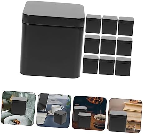 Healifty 10pcs Rectangular Tin Box with Lid, Black Tinplate Metal Storage - Image 4
