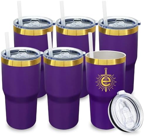 20 oz Tumbler Bulk Stainless Steel Tumblers with Lids and Straws Purple by MetalyaTumblers