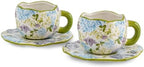 Ceramic Cup with Saucer，floral tea cup for Coffee,Cappuccino and Tea (2, Green) by Unknown