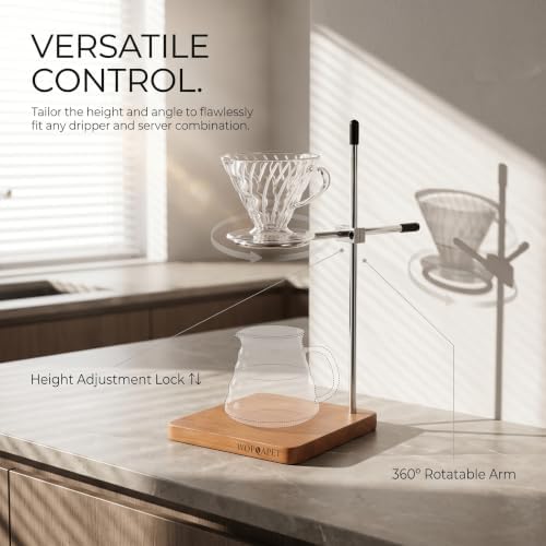 Pour Over Coffee Stand, Cherry Wood Base & Stainless Steel - Image 4