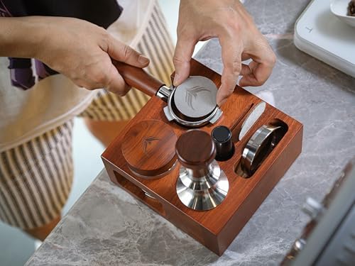 Espresso Accessories Organizer Box 58mm Tamper Station Rosewood - Image 2