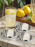 Coasters for Drinks Set of 8 Abstract Forest Walking Bear Family Natural Silhouette Ceramic Cup Mat, Absorbent Ceramic Stone Coasters with Cork Base for Coffee Cups Wooden Table Home Decor 4 Inch - Image 4