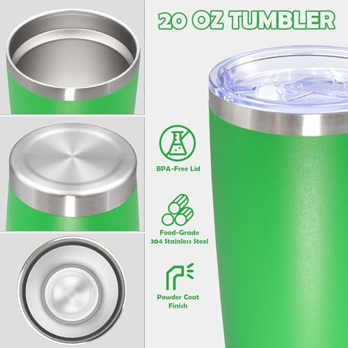 20oz Tumbler Stainless Steel Tumbler Coffee Tumbler with Lid Green, 4P - Image 3