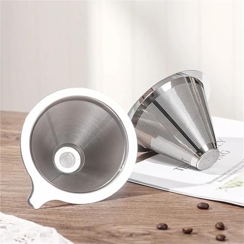 cold brew coffee filter 4/8pcs Stainless Steel Coffee Filter Over Portable Reusable Small And Light Compact Cone Dripper Hot Water(4pcs,Large) - Image 3