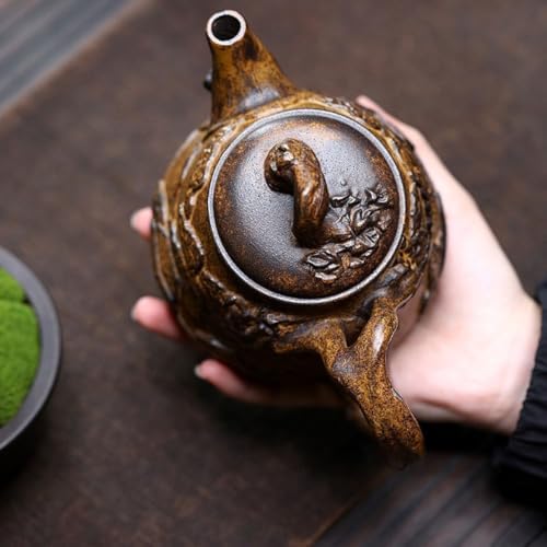 Tea Kettle Retro Stoneware Relief Gourd Teapot Home Chinese Tea Maker Ceramic Tea Infuser - Image 6