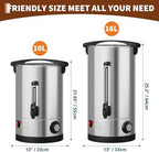 110-Cup Commercial Coffee Urn – 16L Large Stainless Steel Electric Coffee Maker with Double-Wall Insulation and Filter Basket – Suitable for Buffets, Catering, Parties, Weddings, and Business Events - Image 2