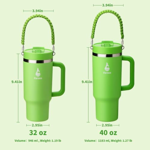 Farsea 40oz Insulated Stainless Steel Travel Tumbler with Handle & Straw - Image 7