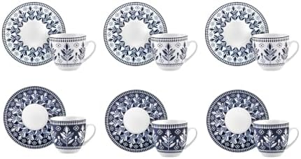 KARACA Peyker Turkish Coffee Cup Set for 6 People - 12 Piece Cups with Saucers - Small Bone China Espresso Set - Ideal for Serving Greek, Arabic Coffee (2.8 fl oz) - Image 5
