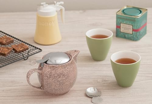 Zero Japan Bee House Round Teapot For One, 15 Oz - Ceramic Tea Pot with Stainless Steel Lid and Infuser, Smooth-Pour Spout (Crackle Lavender) - Image 2