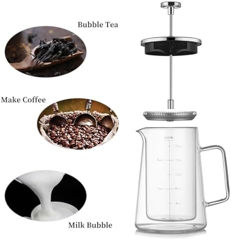 French Press Coffee & Tea Maker With Scale 3 Filter Stainless Steel Filter Plunger System & Durable Borosilicate Heat Resistant Glass For Hot & Cold Brew(1000ml) - Image 4