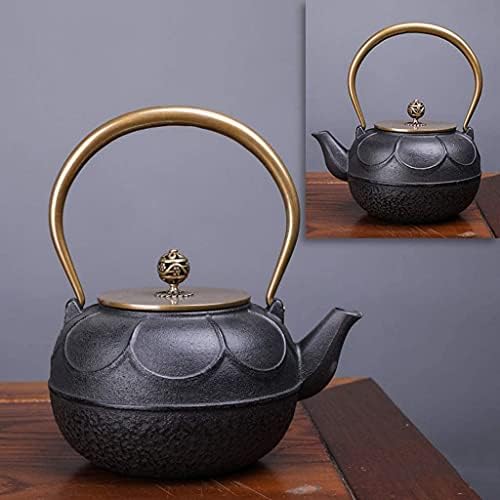 LJYT Teapot Teapots Cast Iron Handmade TeapotHome Kettle Uncoated Vintage Cast Iron Kettle Tea Pot with Infusers for Loose Tea (Color : Rosette) by Unknown