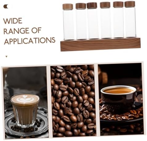 HEALLILY Glass Coffee Bean Display Rack with Wooden Stand, 6 Tubes - Image 3