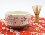 Japanese Traditional Mino Ware Handcrafted Mini Matcha Chawan Tea Bowl Cup Set With Chasen Bamboo Tea Whisk Ceremony Tableware Pottery (Shino Sakura) - Image 2