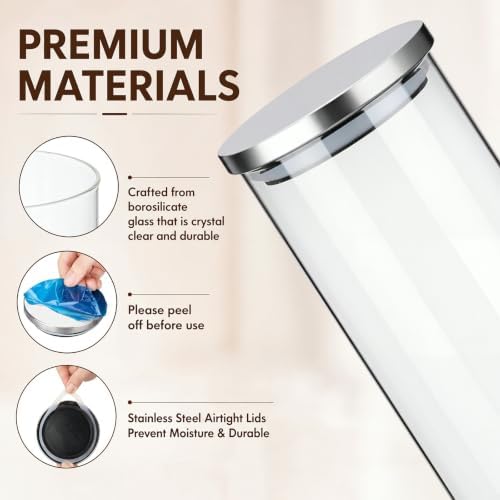 6 Pcs 44oz Clear Canisters Set for Kitchen, Glass Jars with Lids - Image 3