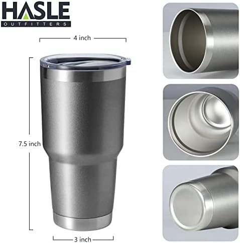 HASLE OUTFITTERS 30oz Stainless Steel Tumbler, Double Wall Vacuum Insulated Travel Mug Tumbler, Durable Insulated Coffee Mug, Gift Box Set (Grey, 4) - Image 3