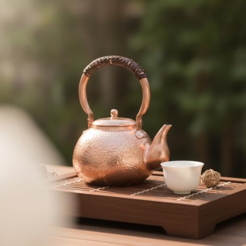 kowaku Copper Kettle Teapot Water Boiler Pitcher With Compact Rounded Form And Secure Handle Thickened Copper Alloy For Efficient Suitable for stovetop use teatime kitchen counter 1.3L - Image 7