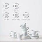 Espresso Cups Set of 6, 2.8 oz White Espresso Cups and Saucers - Image 7