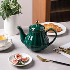 Sweejar Royal Teapot, Ceramic Tea Pot with Removable Stainless Steel Infuser, Blooming & Loose Leaf Teapot - 40 Ounce (Jade) - Image 4