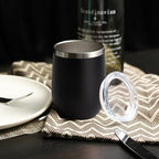 DOMICARE Stainless Steel Wine Tumbler Bulk with Lid, Personalized Insulated Tumblers Set, 12oz Travel Coffee Cups Pack of 12, Black - Image 5