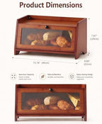 Bread Box for Kitchen Countertop With Top Shelf For Fruit,1 Tier, Brown - Image 3