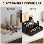 Coffee Bar Organizer Countertop, Wooden Coffee Station with Black Drawer - Image 6