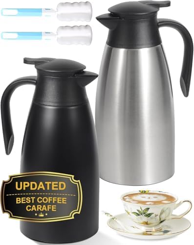 70Oz Thermal Coffee Carafe for keeping hot, Airpot Insulated Carafe Stainless Steel Thermal Pot for Coffee, (black+silver) by Tgvasz