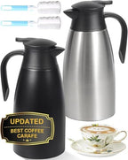 70Oz Thermal Coffee Carafe for keeping hot, Airpot Insulated Carafe Stainless Steel Thermal Pot for Coffee, (black+silver) by Tgvasz