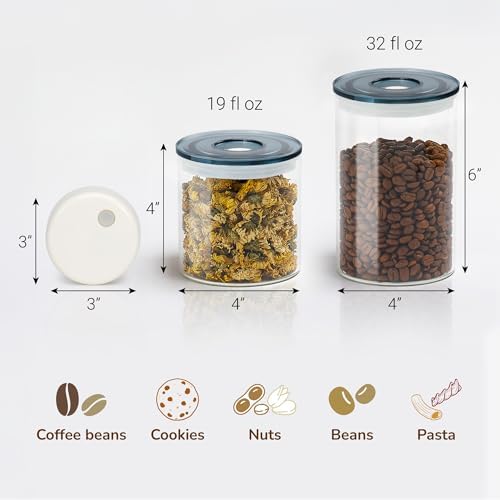 SealVax® Vacuum Coffee Canister Set – 19oz*2 & 32oz*2 Borosilicate Glass Jars with Airtight Lids + Electric Vacuum Sealer for Coffee Beans, Tea & Food Storage. - Image 3