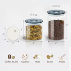 SealVax® Vacuum Coffee Canister Set – 19oz*2 & 32oz*2 Borosilicate Glass Jars with Airtight Lids + Electric Vacuum Sealer for Coffee Beans, Tea & Food Storage. - Image 3