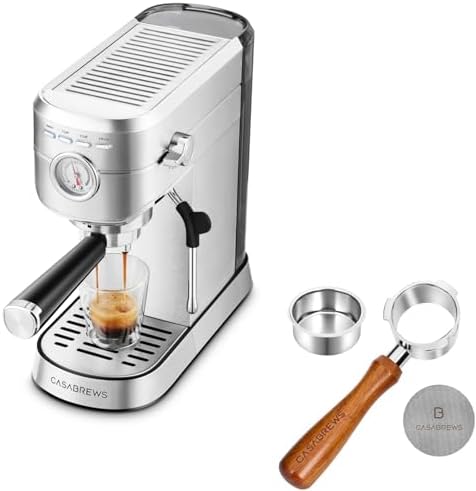 CASABREWS Espresso Machine 20 Bar, Professional Espresso Maker with Milk Frother Steam Wand 51mm Bottomless Portafilter with Puck Screen & Filter Basket by CASABREWS