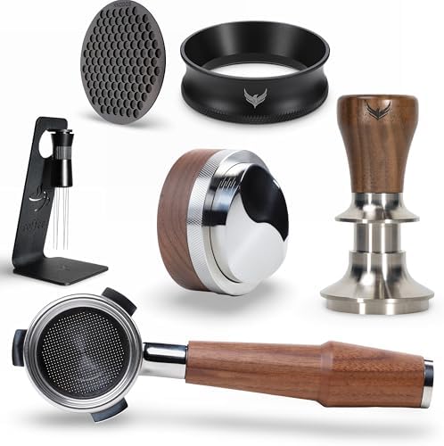 Breville Bambino Accessories Set 54mm Magnetic Dosing Funnel, Puck Screen,Bottomless Portafilter, 30LB Tamper, Leveling Tool, and WDT – Complete Barista Set by KNODOS