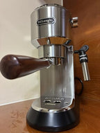 51mm Bottomless Portafilter Fits DeLonghi EC680 and EC685 Espresso Machine Stainless Steel Naked Portafilter Along with Double Shot Filter Basket Coffee Bottomless Handle-Wooden - Image 4