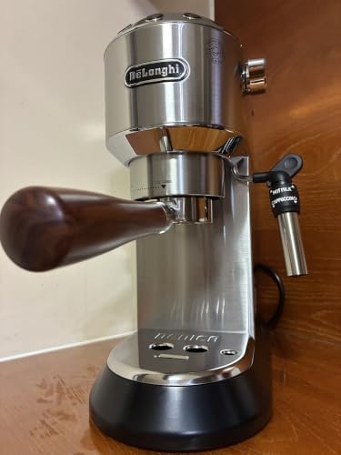 51mm Bottomless Portafilter Fits DeLonghi EC680 and EC685 Espresso Machine Stainless Steel Naked Portafilter Along with Double Shot Filter Basket Coffee Bottomless Handle-Wooden - Image 4
