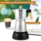Moka Pot Electric Espresso Coffe Maker, 300ml 6 Cups Portable Coffee Pot with Overheat Protection and Detachable Base, Electric Espresso Maker, 450W, Silver - Image 5