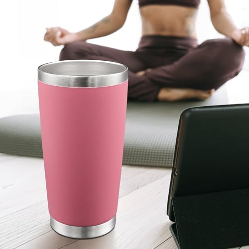 AIANJI 20oz Tumbler with Lid Stainless Steel Tumblers Insulated Mug Pink 6P - Image 2