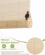 32" W x 72" H Cordless Bamboo Roller Shades for Interior, Natural - Image 5