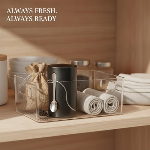 Food Storage Canister with Built-in Scoop, Round Tinplate Metal Jar for Loose Leaf Tea Organization, Black Finish - Image 3