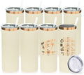 20 oz Skinny Tumblers Bulk with Lids and Straws Cream,8 pack by MetalyaTumblers