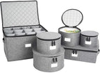 storageLAB 6-Piece China Storage Set | Plates, Mugs & Wine Glasses | Gray by storageLAB