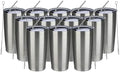 MEWAY 20oz Tumbler 12 Pack Double Wall Vacuum Insulated Travel Mug Bulk, Stainless Steel Tumblers with Lid and Straw, Durable Powder Coated Coffee Cups for Cold & Hot Drinks (Silver, 12) by MEWAY