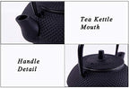 tetsubin Cast iron tea kettle japanese workshop teapot hobnail pattern with Stainless Steel Infuser（10.14oz Black） - Image 5