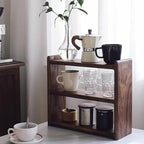 MRYBD 3-Tier Wooden Coffee Mug Display Rack Walnut Color Solid Wood Cup Holder Countertop Kitchen Storage Shelf Spice Jar Organizer for Home Office Coffee Station Bar brown - Image 4